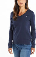 Nautica Effortless J-Class V-Neck Cotton Sweater - Timeless Comfort