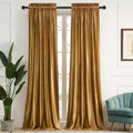 PRIMROSE Gold Curtains 84 in Velvet Blackout Panels - Luxurious Semi