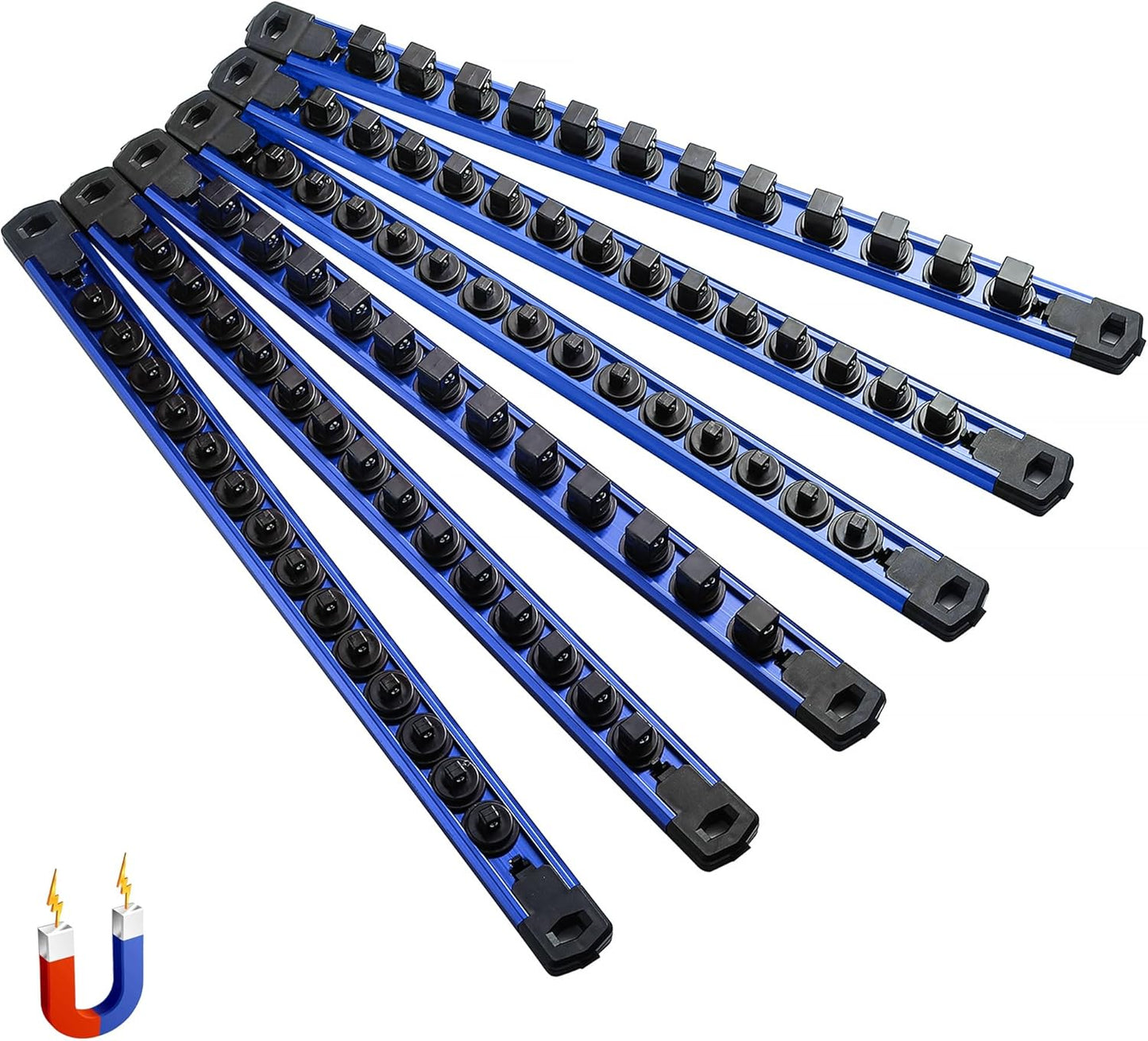 Heavy Duty Magnetic Socket Organizer with 360 Swivel Clips