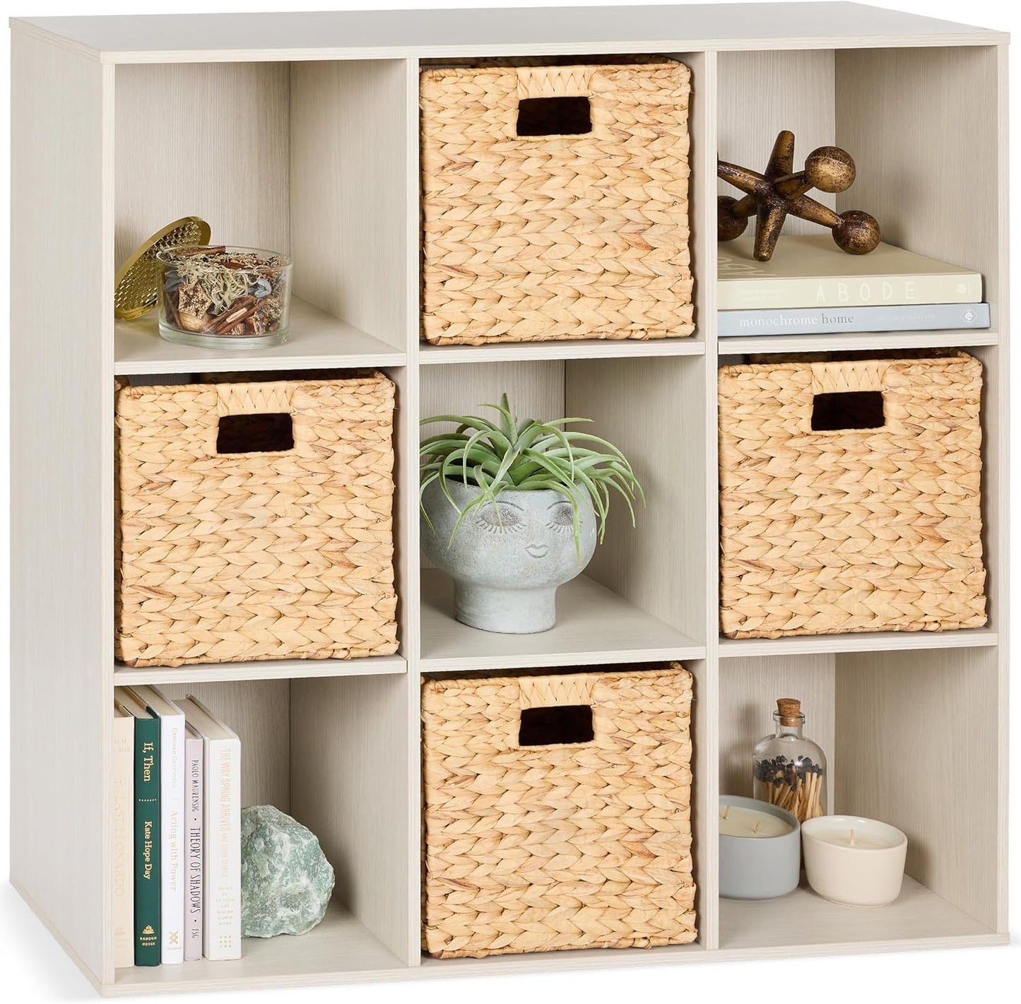 9-Cube Storage Organizer with Customizable Back Panels in Whitewash
