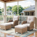 4 Pieces Patio Furniture Set with Swivel Glider Chairs and Ottomans
