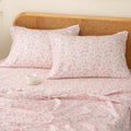 HYPREST Floral Sheets King Pink Pattern - Soft Breathable 4pc Set