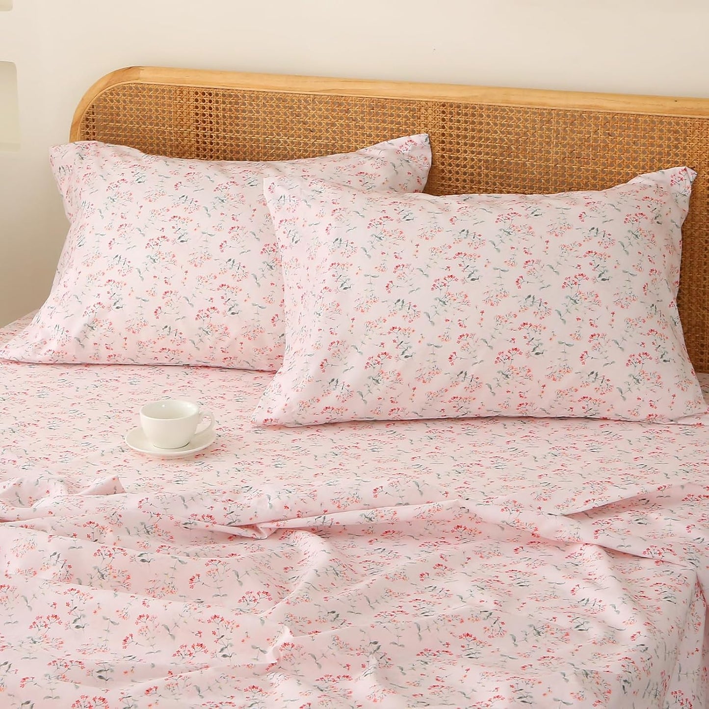 HYPREST Floral Sheets King Set - Soft Breathable 4pcs Bedding