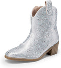 Cowgirl Rhinestone Ankle Boots for Girls - Low Cuban Heel