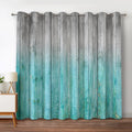 Blue Gradient Wooden Blackout Curtains 42x84 in - Room Darkening