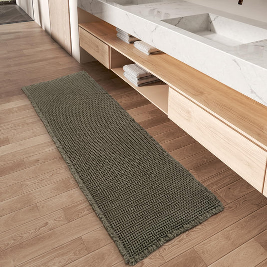 Upgraded Waffle Runner Rug for Bathroom, Soft and Absorbent