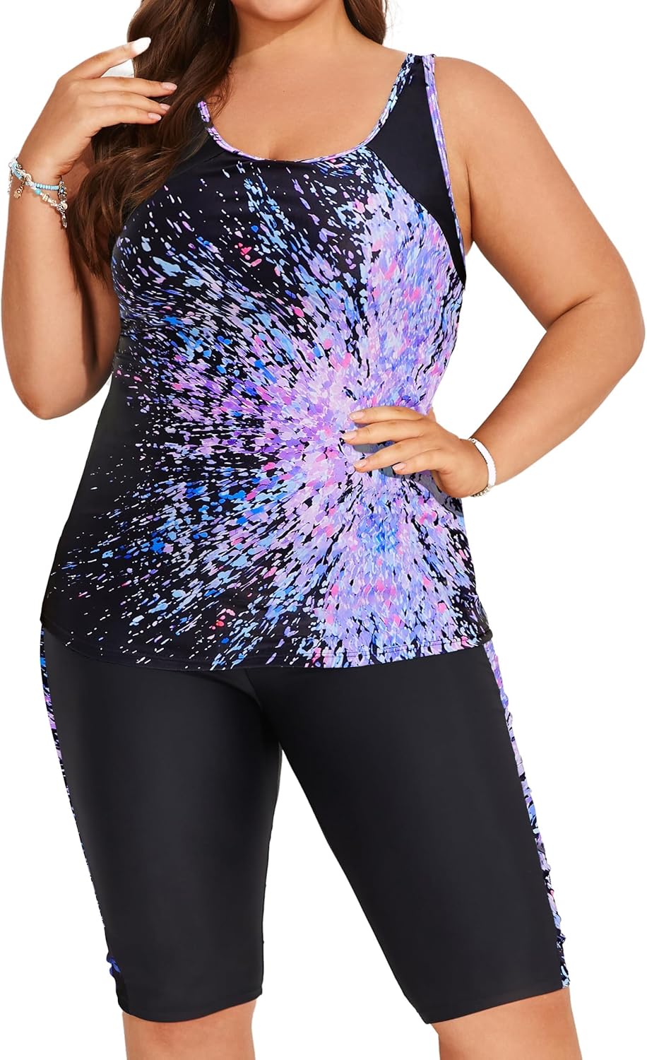 Plus Size Tummy Control Tankini Swimsuits for Women