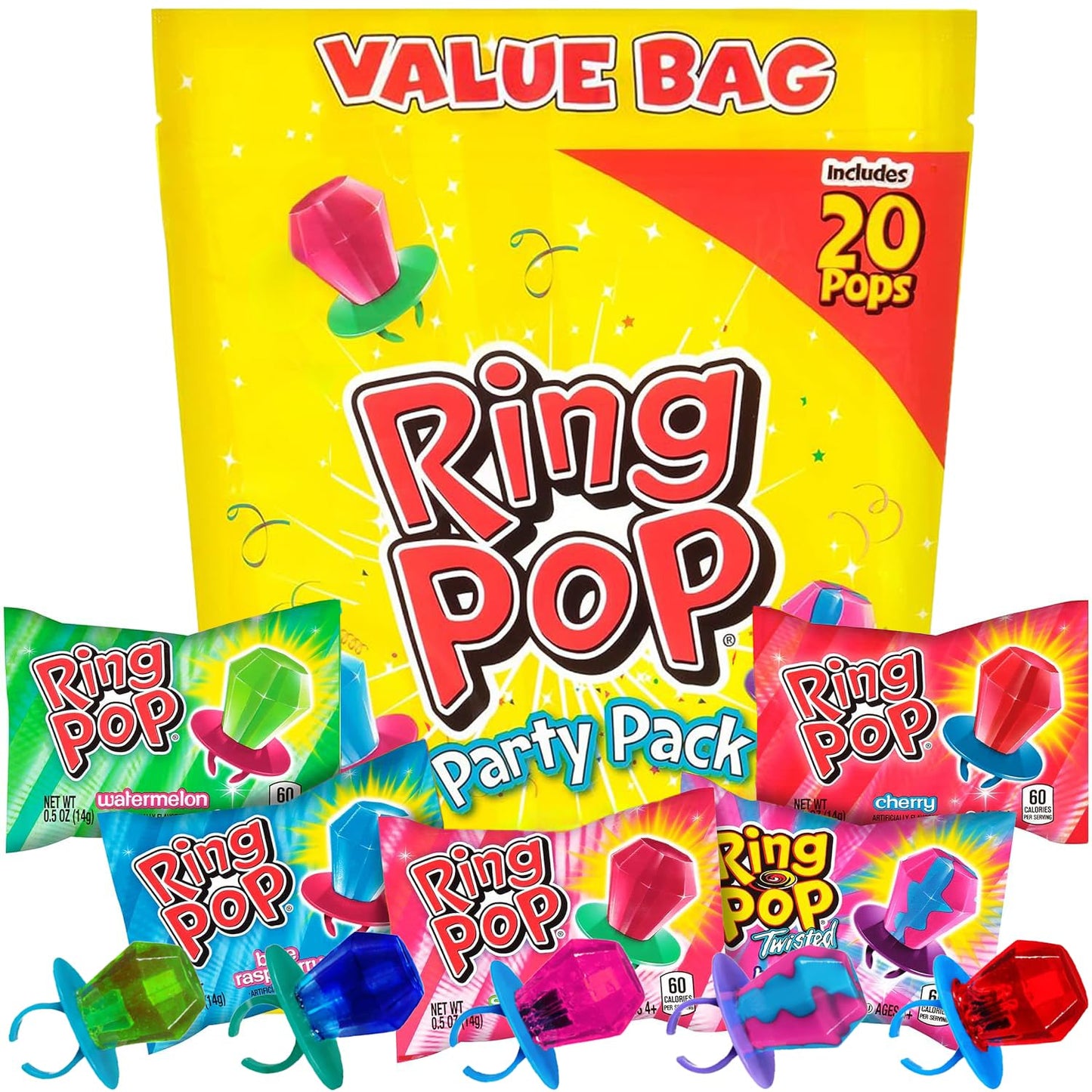 Ring Pop Lollipop Variety Party Pack - 20 Fun Candy Gems