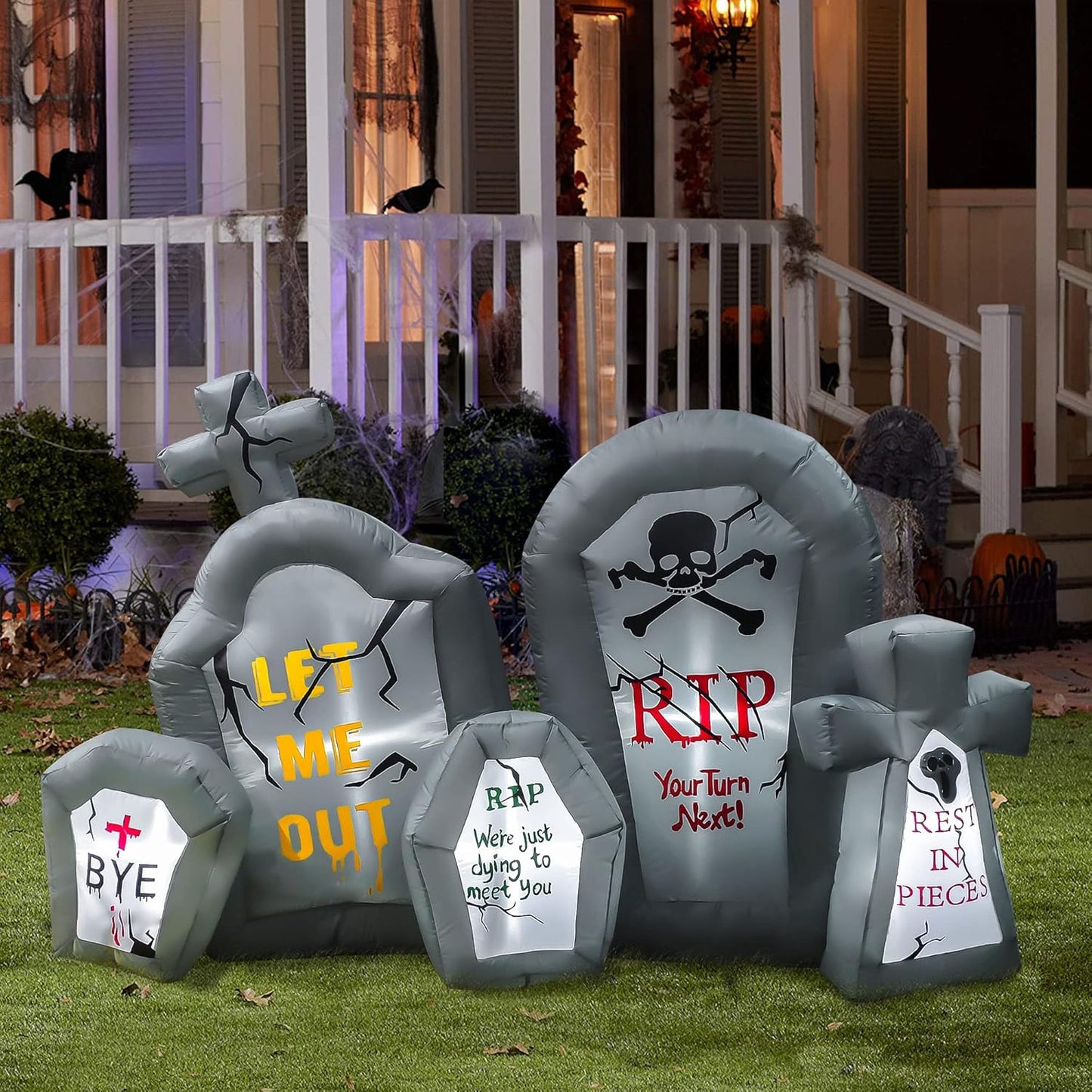 Spooky 6.6 Ft Halloween Inflatables Tombstone Combo Decoration