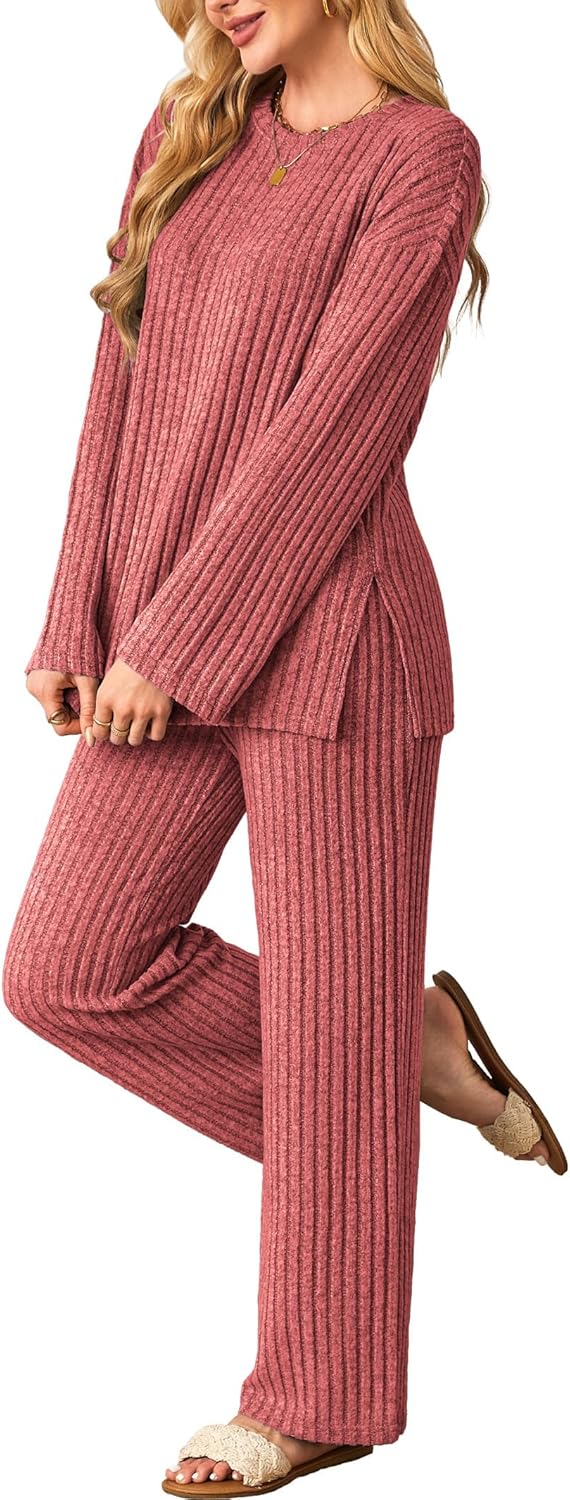 Kikibell Womens Sets Cozy Knit Pajamas for Fall Winter Wear