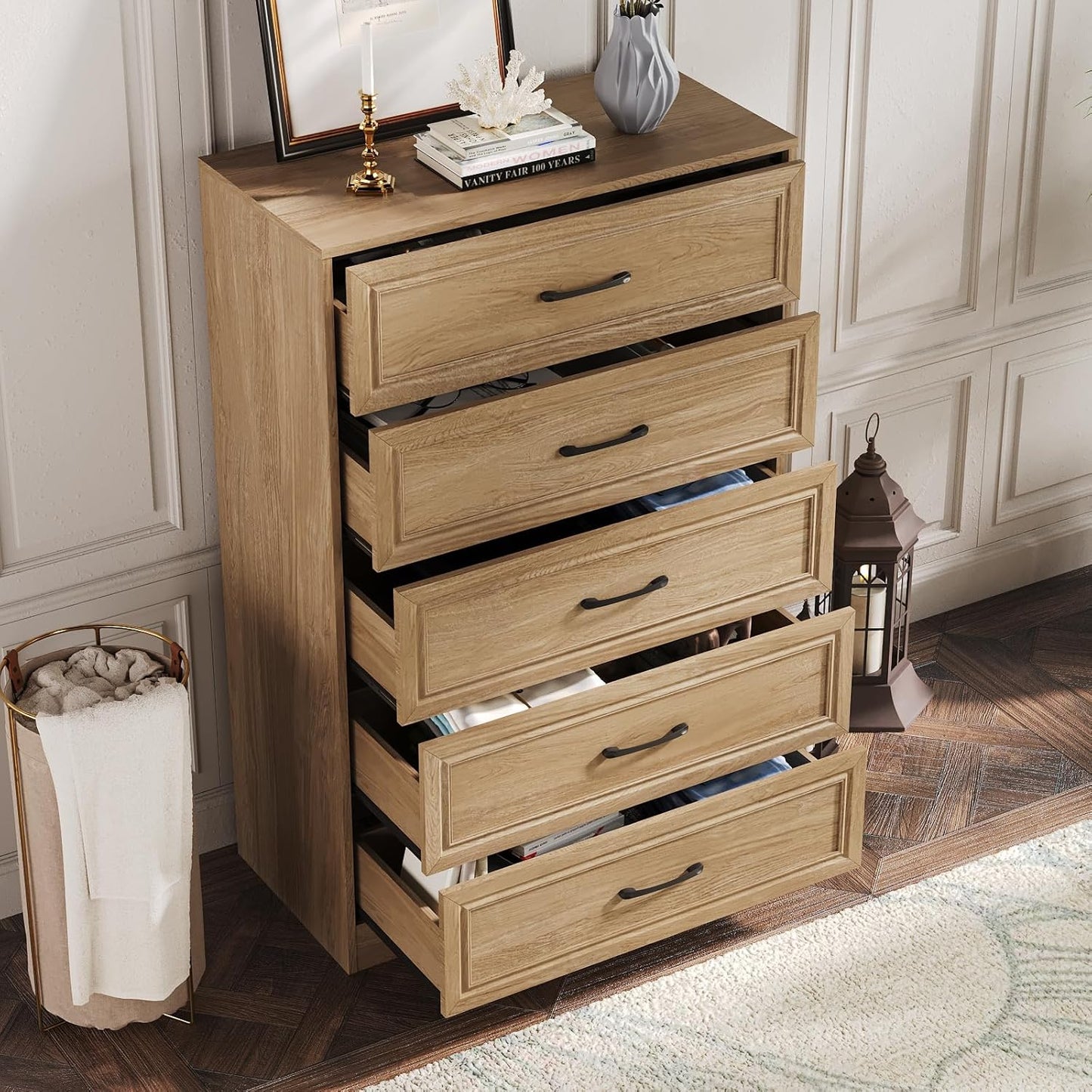 Fameill 5 Drawer Tall Dresser Organizer for Bedroom and Livingroom