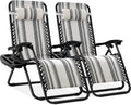 Adjustable Steel Mesh Zero Gravity Lounge Chair Set of 2 - Gray