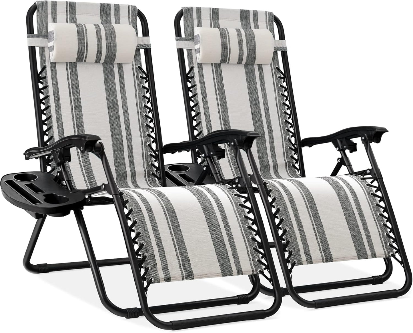 Adjustable Steel Mesh Zero Gravity Lounge Chair Recliners Set