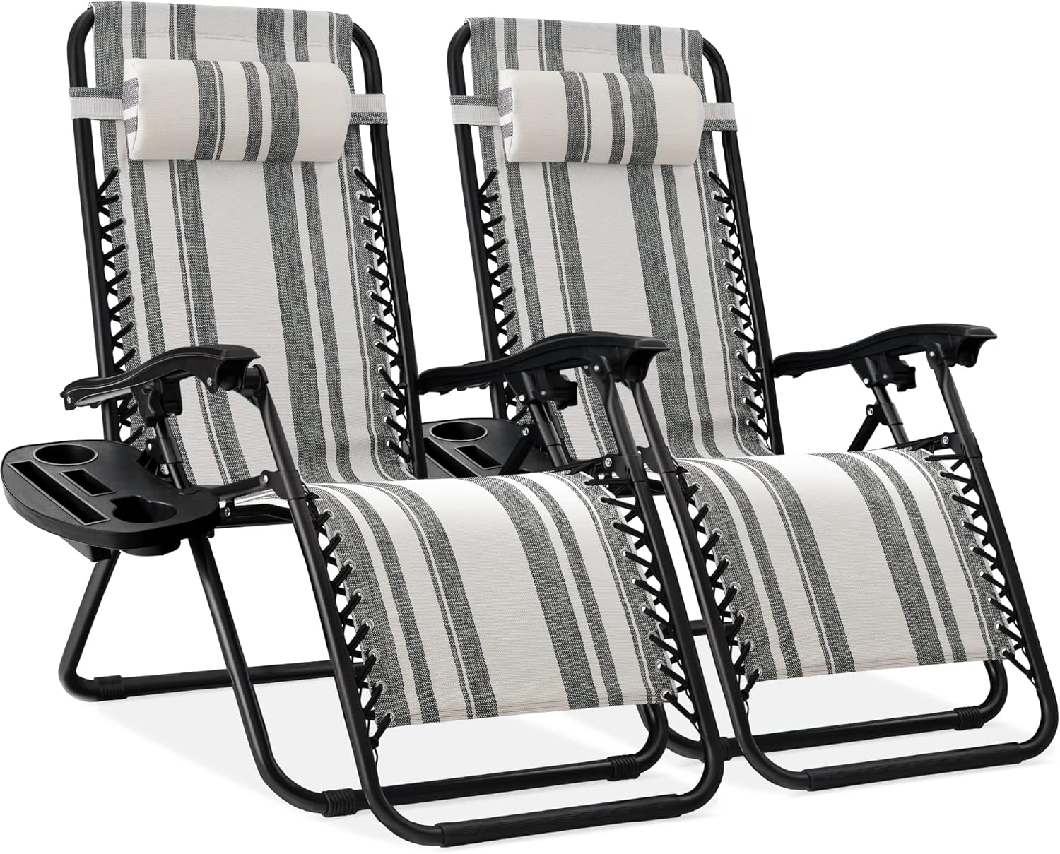 Adjustable Steel Mesh Zero Gravity Lounge Chair Recliners Set