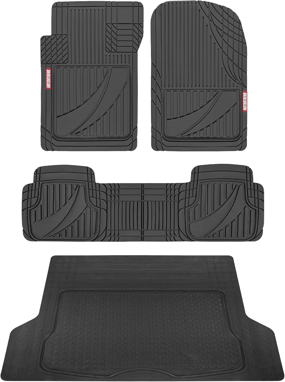 Motor Trend FlexTough Heavy Duty Rubber Car Floor Mats Set