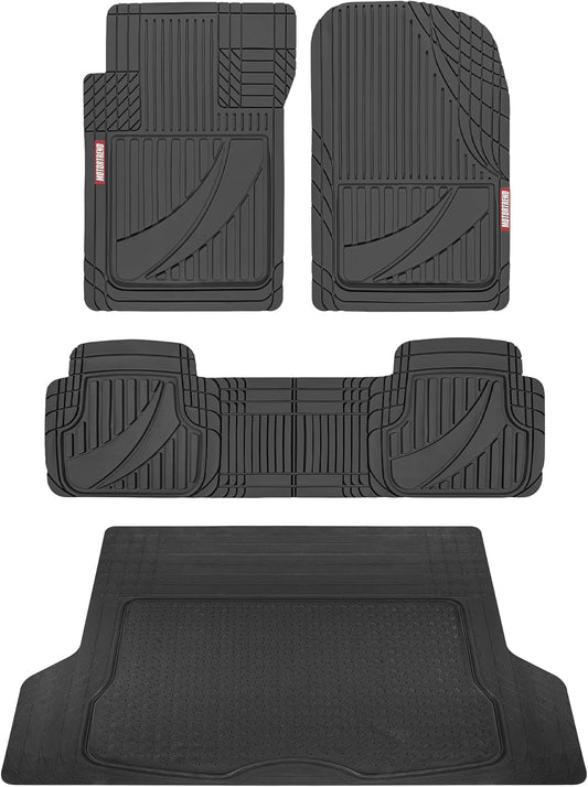 Motor Trend FlexTough Heavy Duty Rubber Car Floor Mats Set