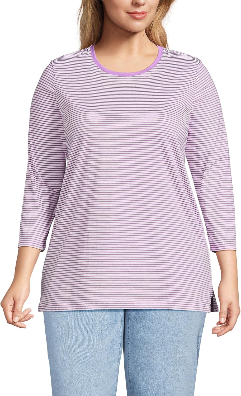 Lands' End Women's 3/4 Sleeve Supima Cotton Tunic for Comfort