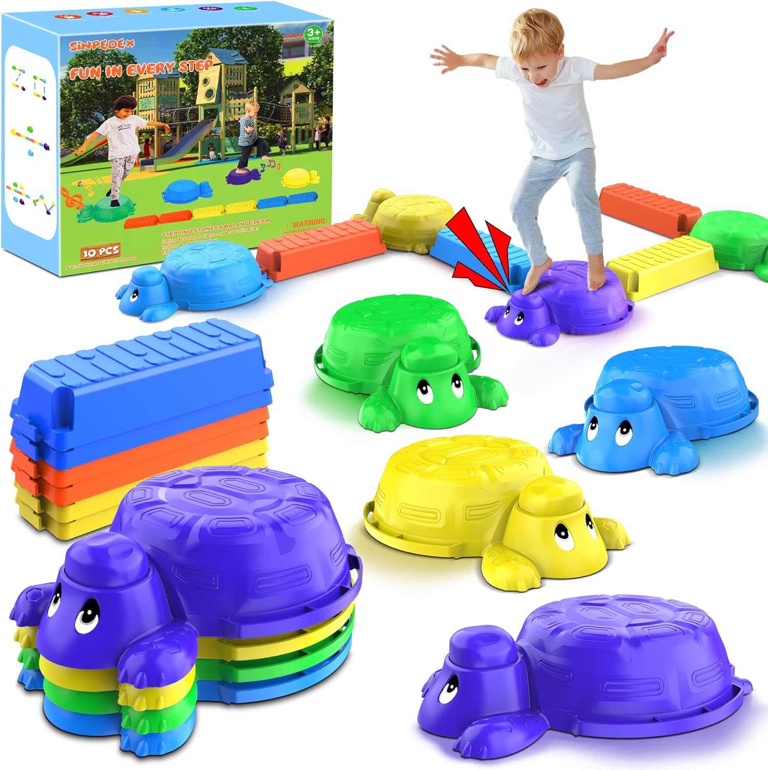Stepping Stones Outdoor Toys for Kids: 10 Pcs Non-Slip Fun