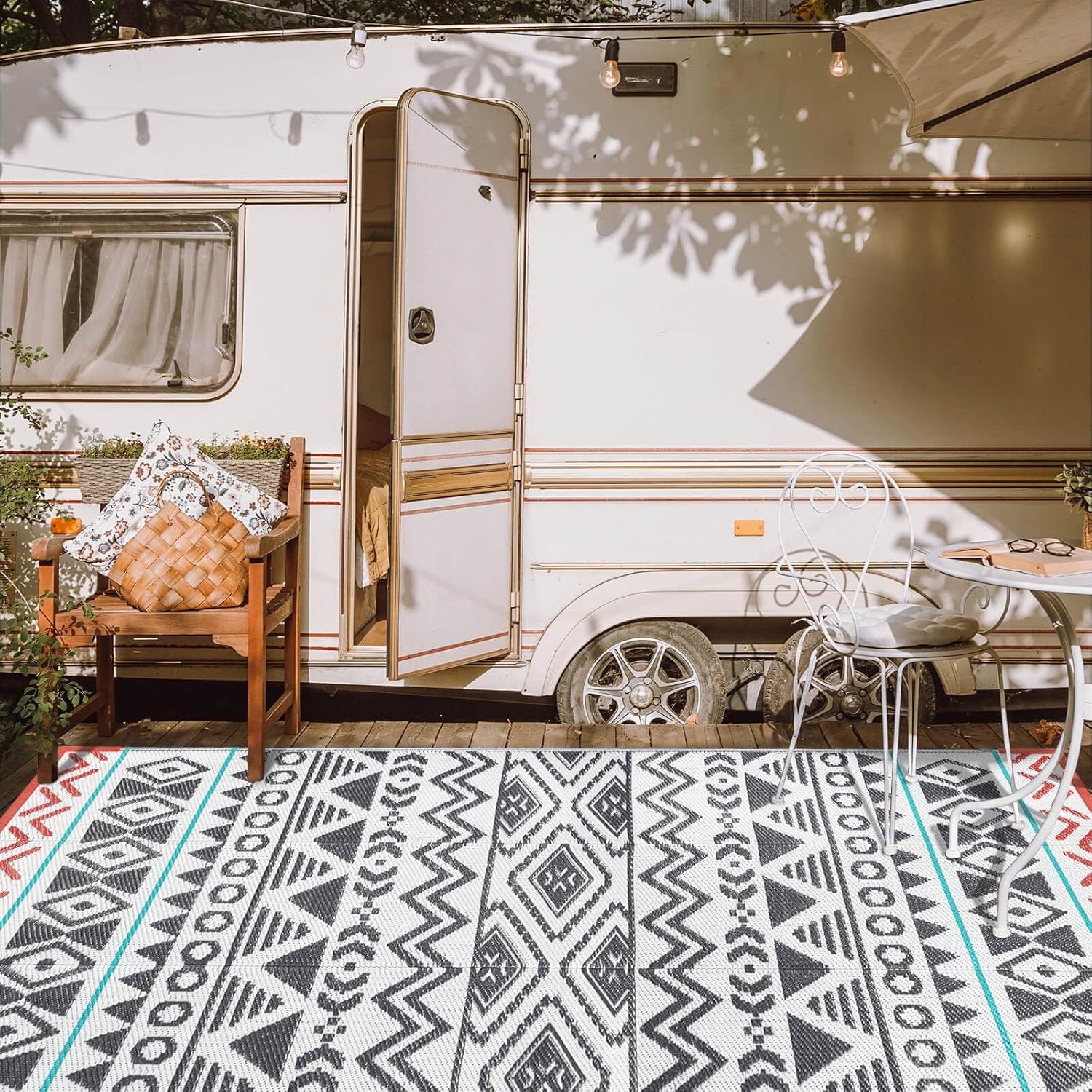 Outdoor Rugs Patio Camping Waterproof - 8x10 Plastic Straw Rug