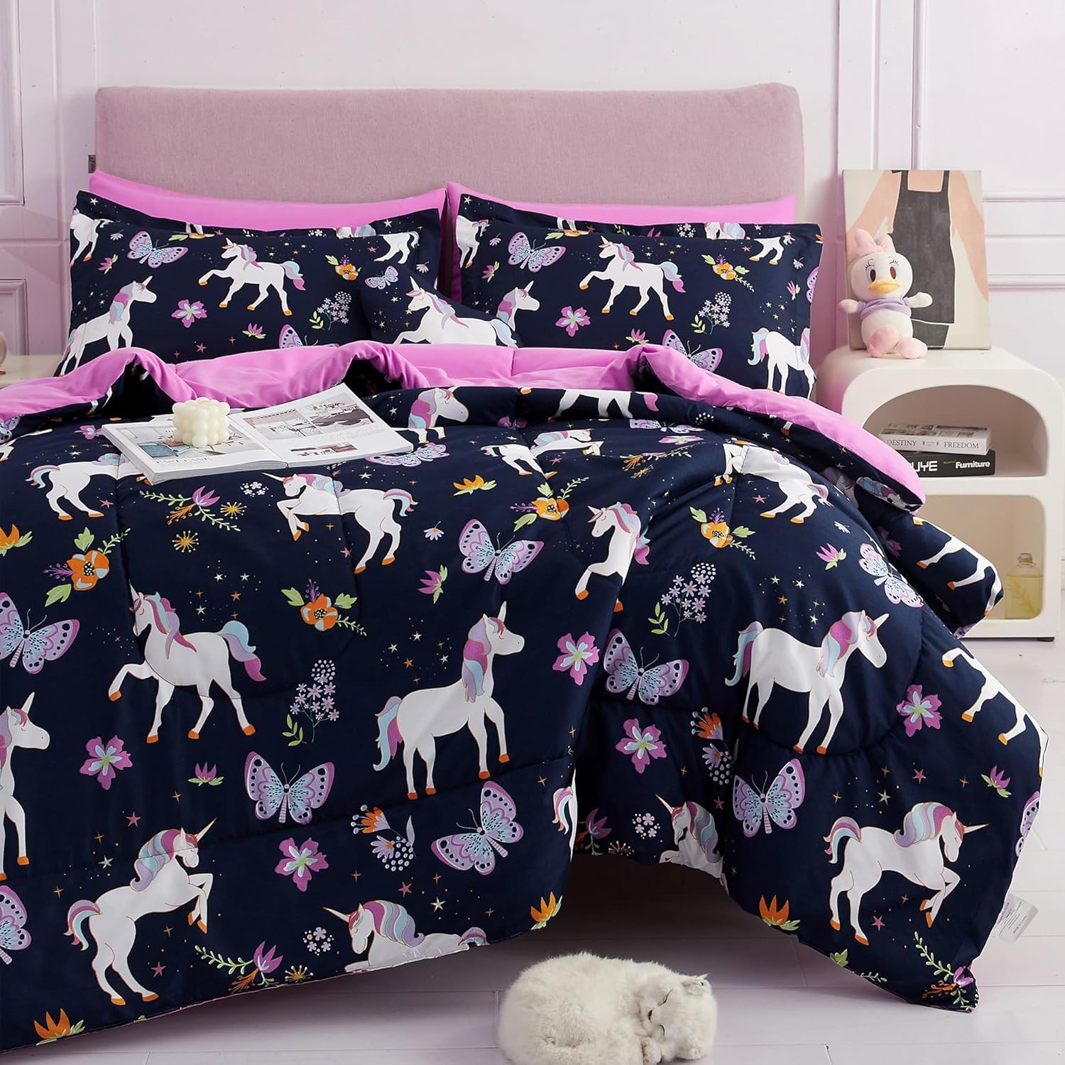 Mooreeke Kids Comforter Bed Set Full Size with Unicorn Design