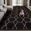Super Soft Shaggy Area Rug 6x9 - Plush Moroccan Geometric Rug