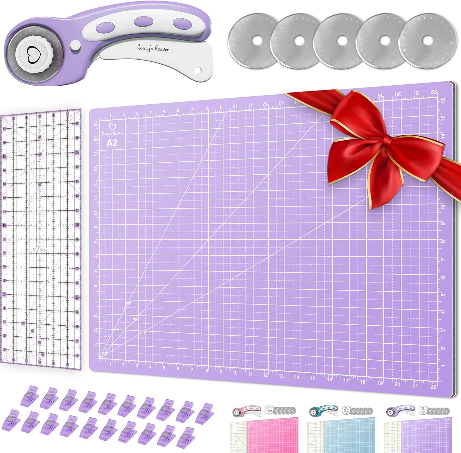 Rotary Cutter Set for Quilting with Blades, Mat & Ruler