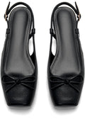 Women's Ballet Flats Slingbacks Square Toe Bow Satin (Style J9SL)