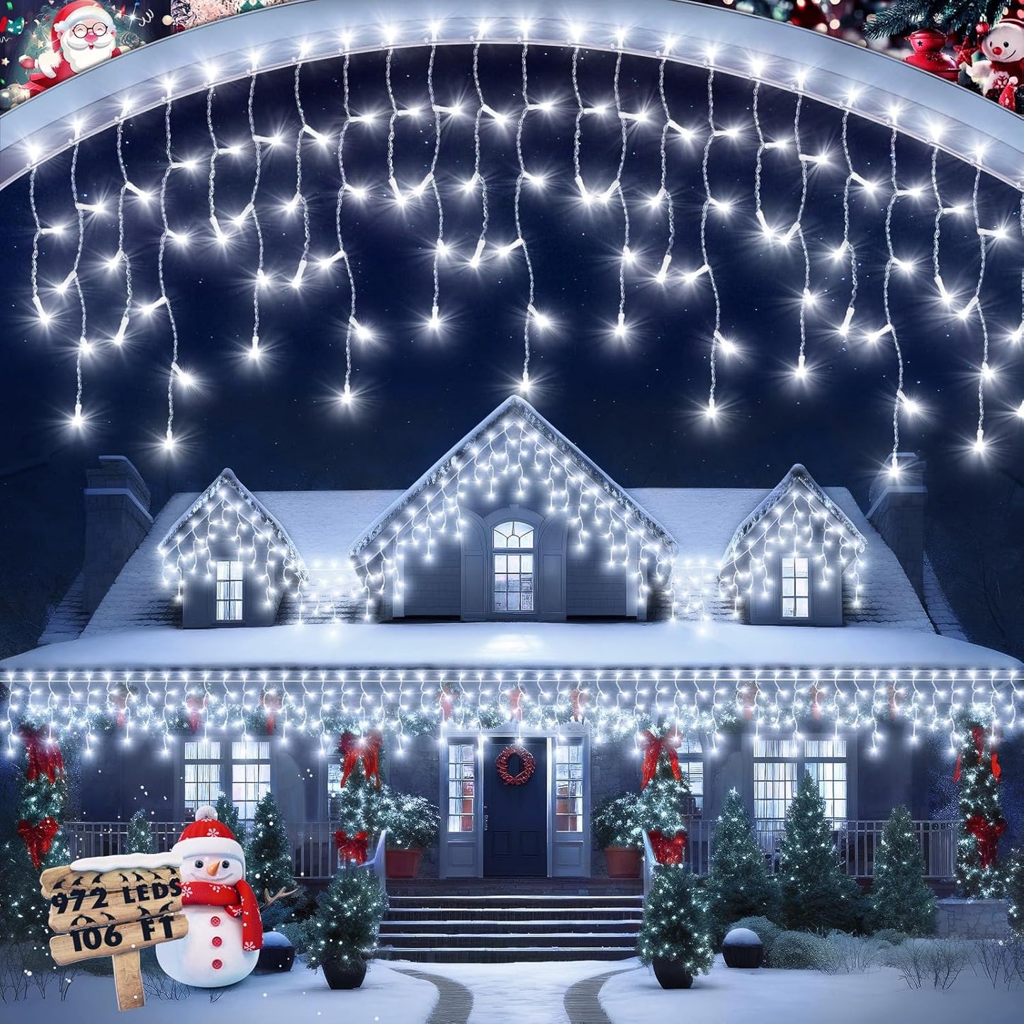 106 FT Christmas Lights Outdoor with 972 LED Waterproof Design