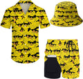 Mens 2 Piece Tracksuit Hawaiian Button Down Shirt and Shorts Set Shoes