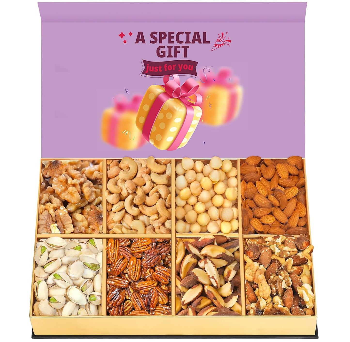 Luxurious Treats Nuts Gift Basket - Gourmet Assorted Nuts Box