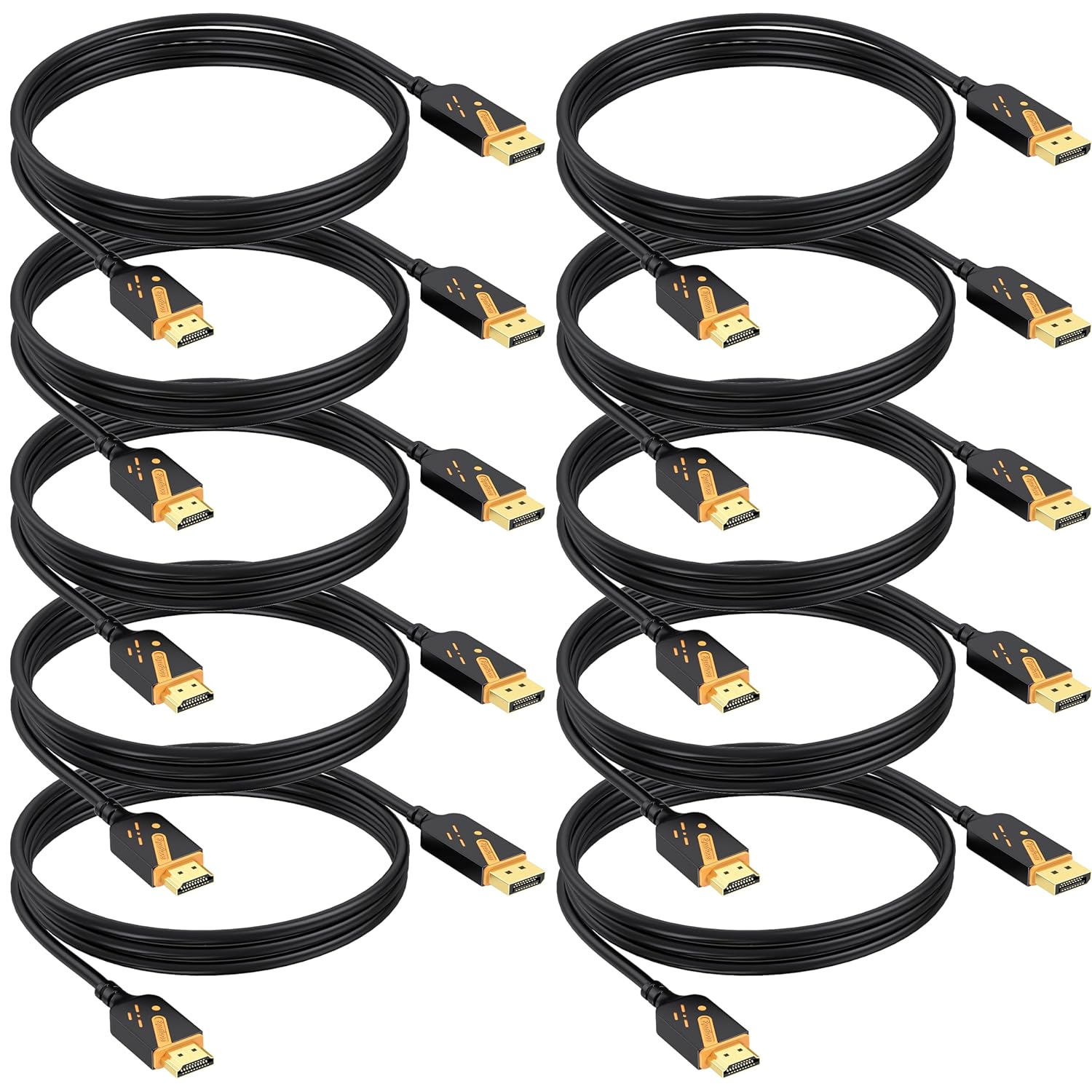Ultra HD 4K DP to HDMI Cables 10-Pack - Crisp Video & Audio