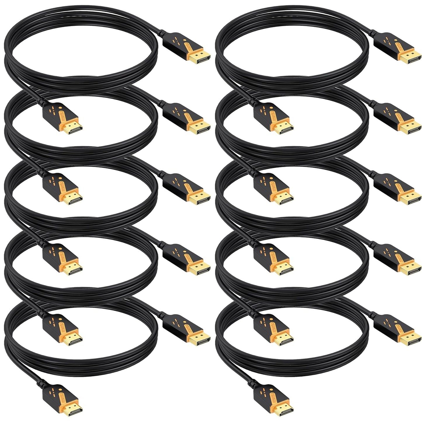 4K DisplayPort to HDMI Cable 10-Pack for UHD Video and Audio