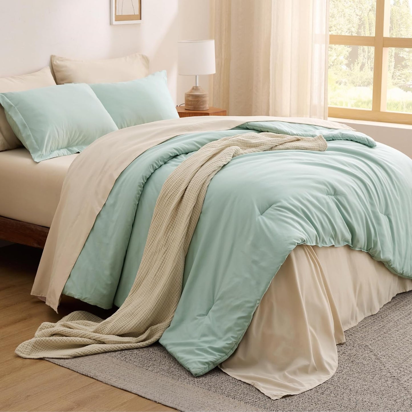 Bedsure Twin Comforter Set - 5 Piece Sage Green Bedding