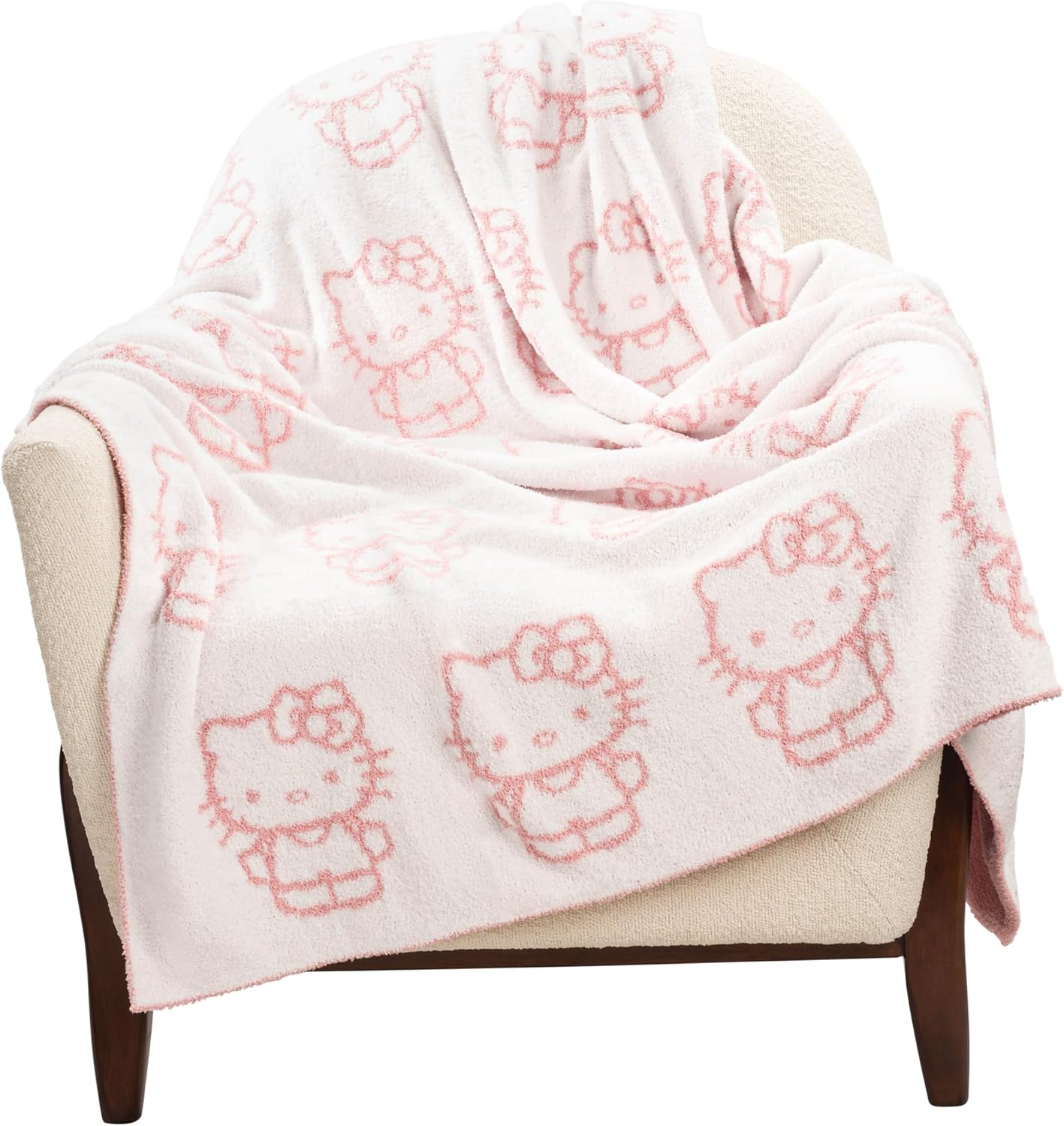 Hello Kitty Feather Knit Fluffy Throw Blanket for Cozy Comfort