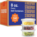 Stack Man 8 oz. Clear Plastic Containers 240-Set - Airtight Meal Prep
