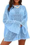 Women Sheer Crochet Kaftan Beach Dress Coverup - Lightweight Sparkle
