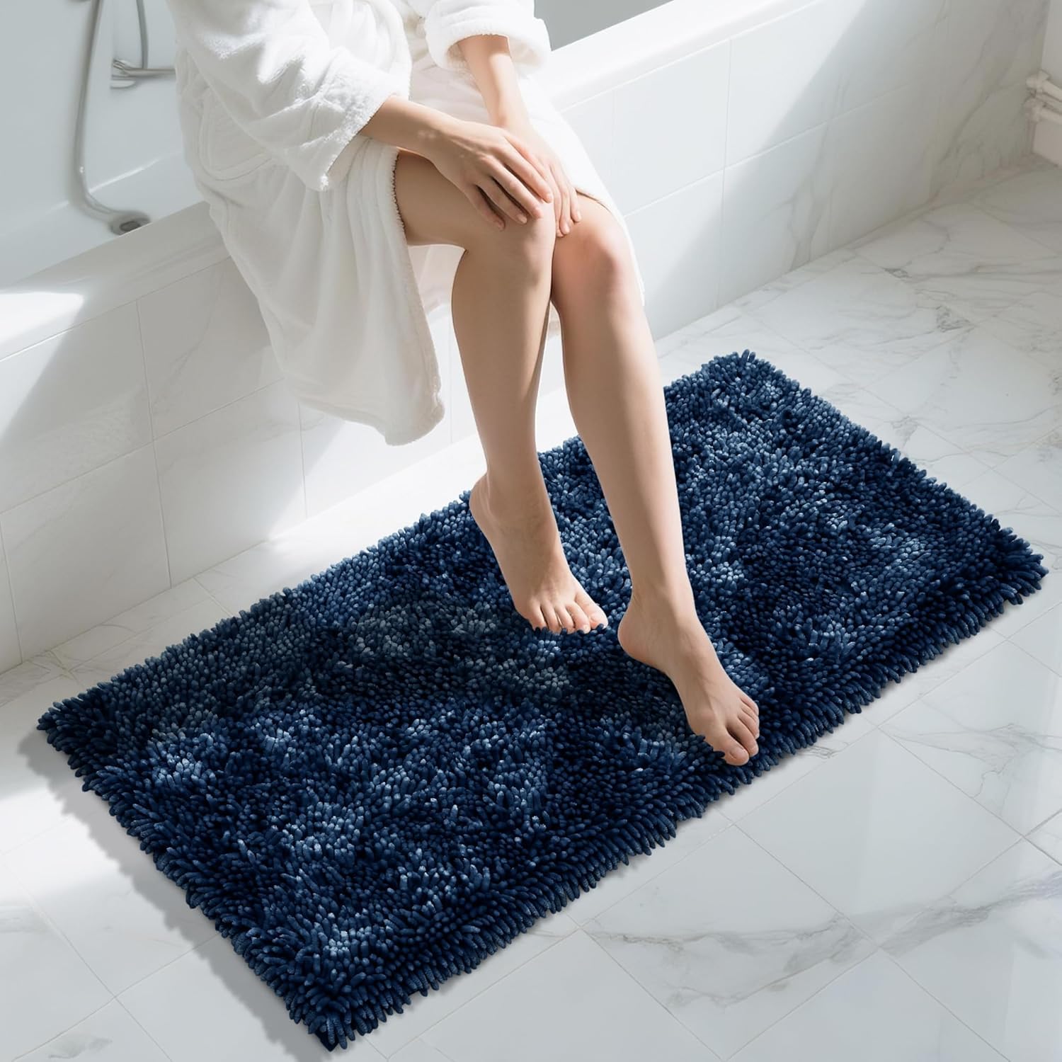 Yimobra Long Bathroom Rug Non Slip 44x24 Inch Chenille Mat