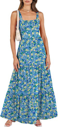 Women's Summer Slim Fit Maxi Dress with Pockets - Flowy Tiered Style