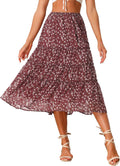 Women's Floral Chiffon A-line Tiered Skirt - Allegra K Midi