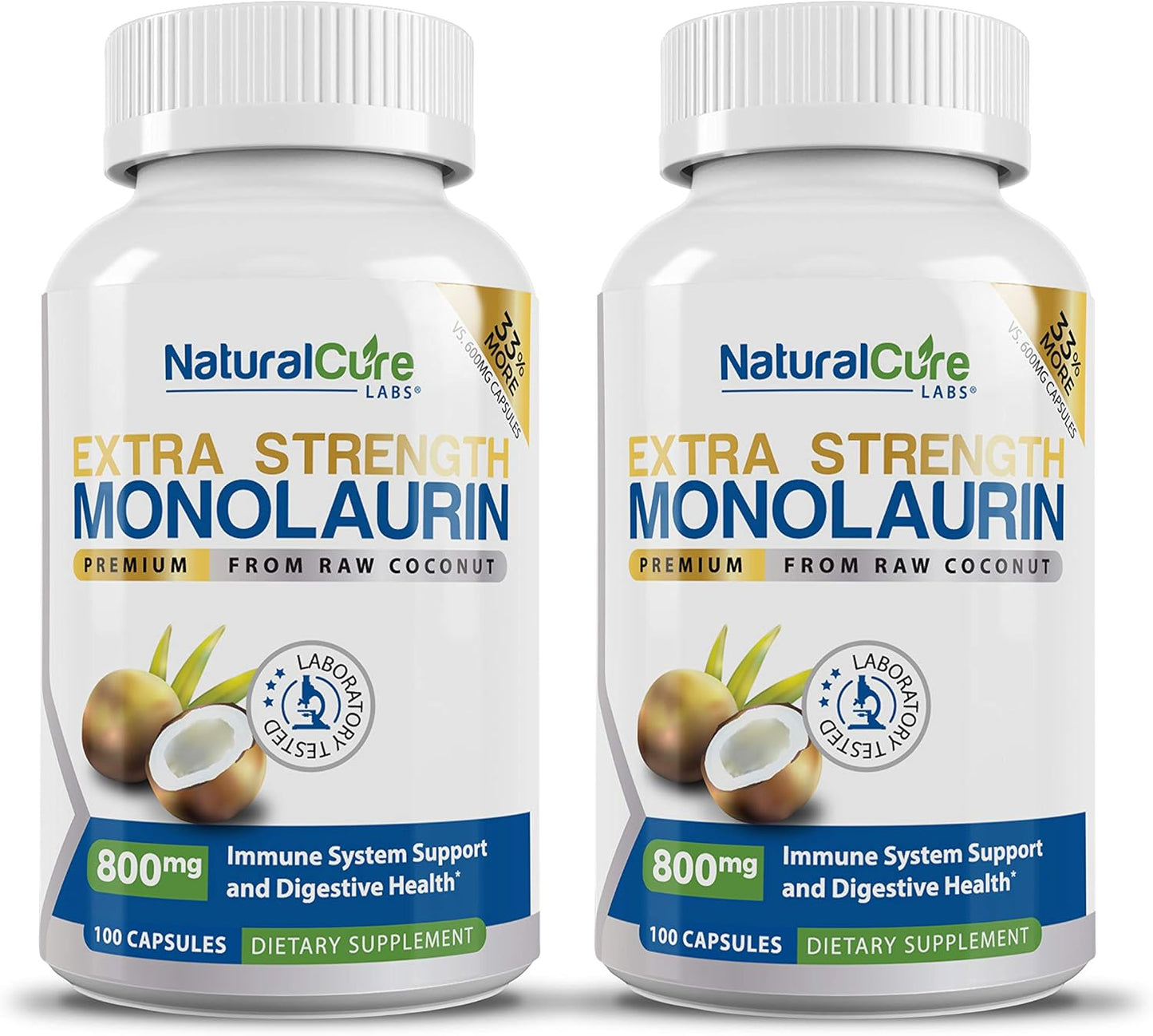 Natural Cure Labs Extra Strength Monolaurin 800mg - 200 Capsules