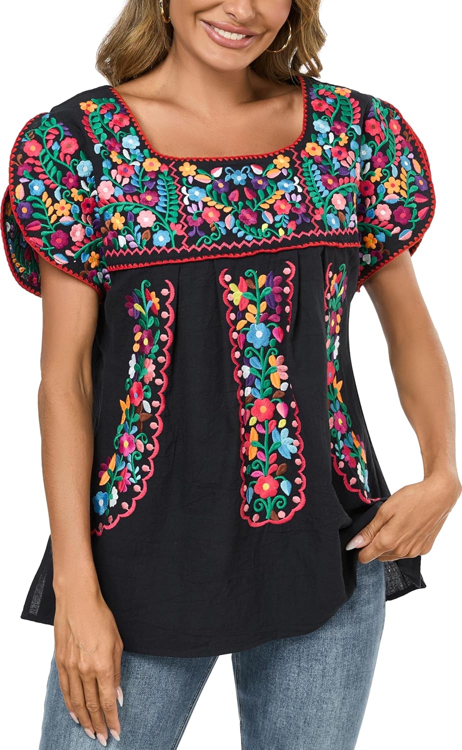Mexican Shirts for Women: Embroidered Summer Tunic Blouse