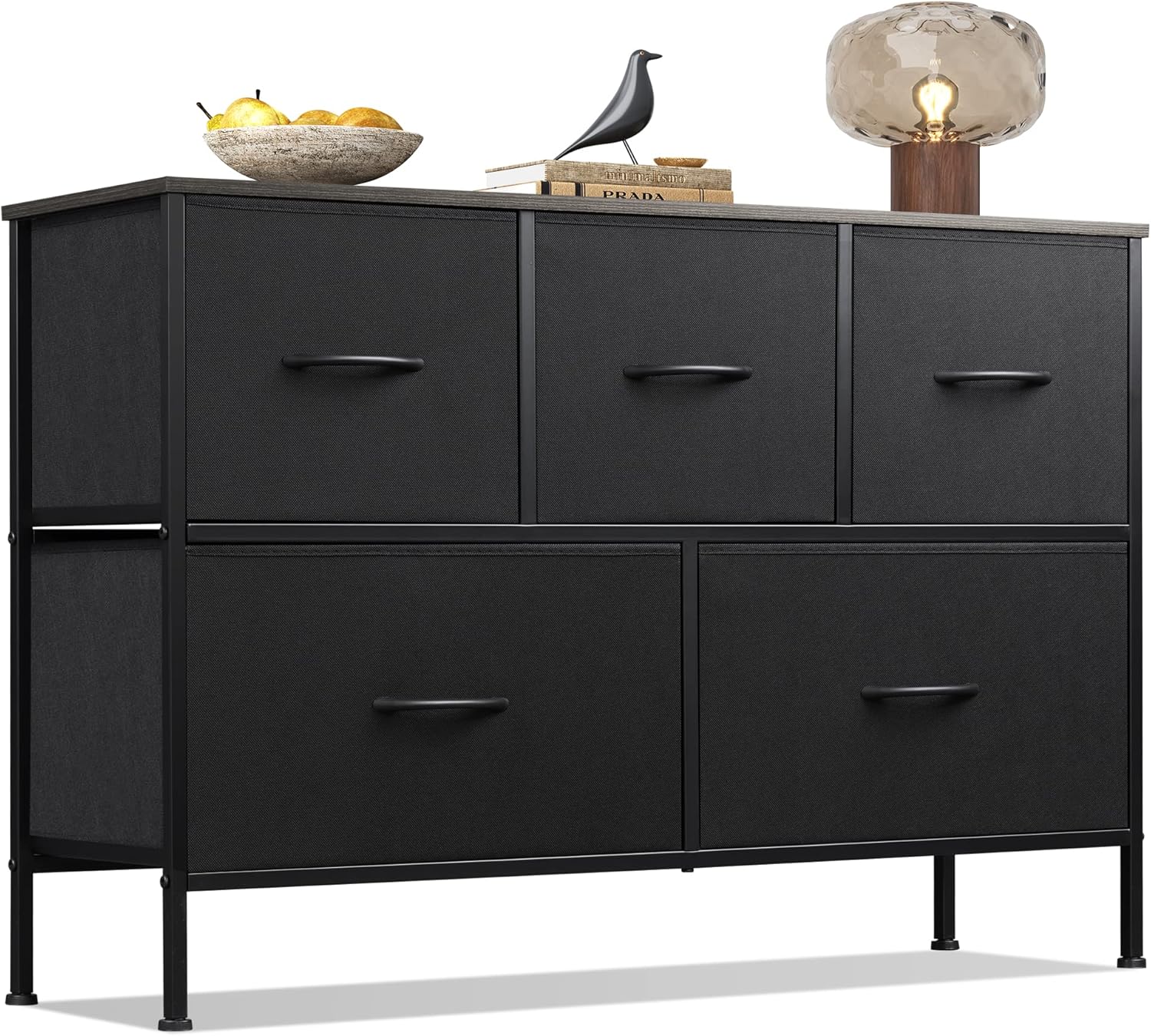 WLIVE Dresser for Bedroom with 5 Drawers - Charcoal Black