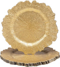 Gold Charger Plates 13in Round Reef Set of 6 - Elegant Table Chargers