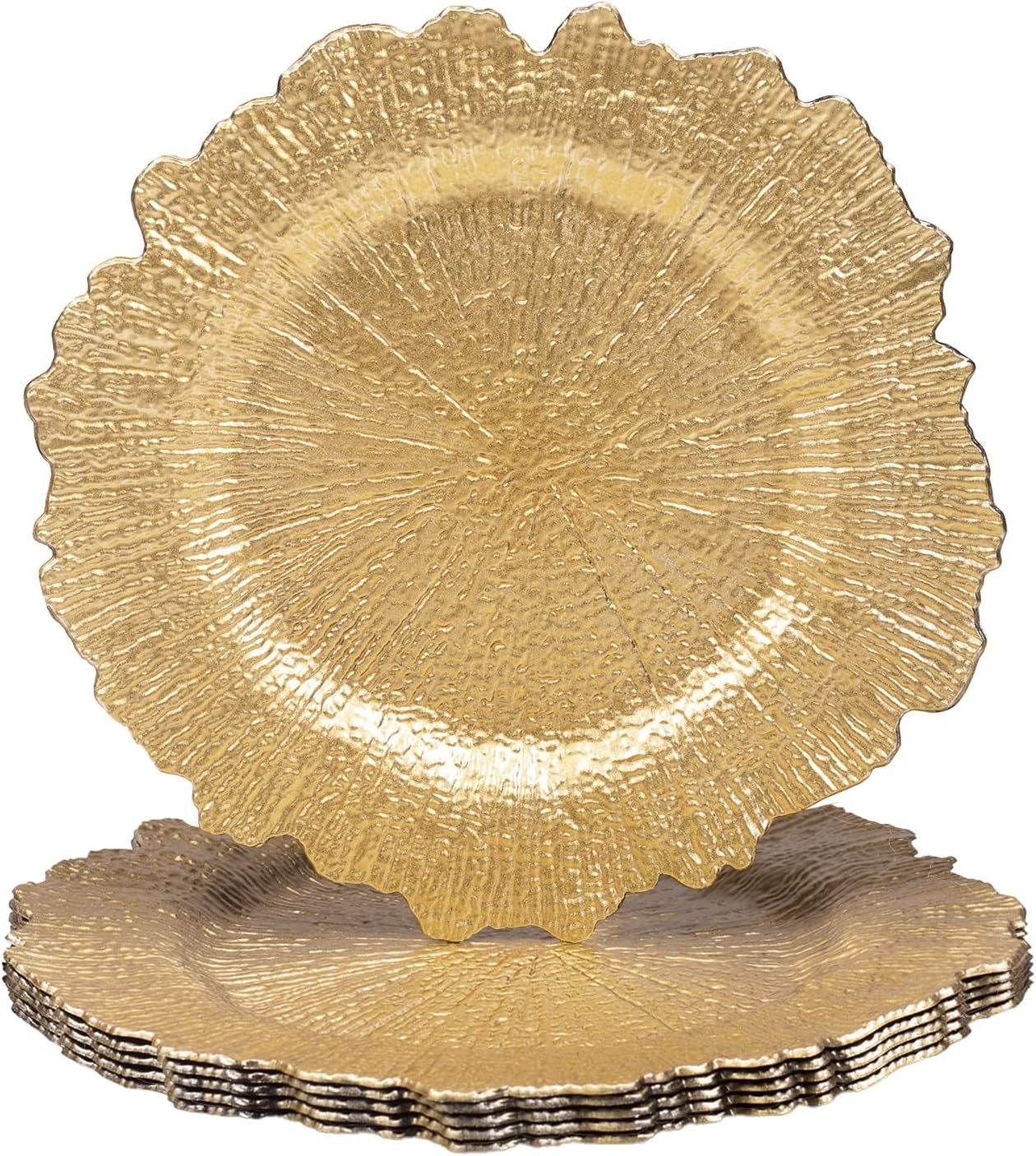 Elegant 13 Gold Charger Plates Set of 6 for Table Setting