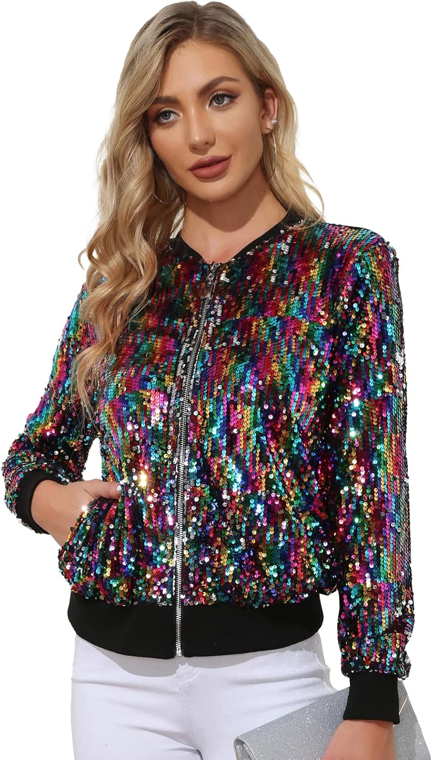 KANCY KOLE Womens Sequin Jacket for Parties and Casual Wear