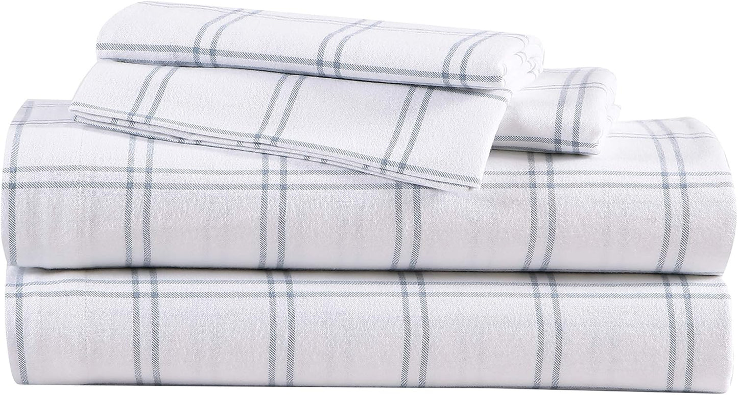 Eddie Bauer King Sheets Set - Cozy Cotton Flannel Bedding