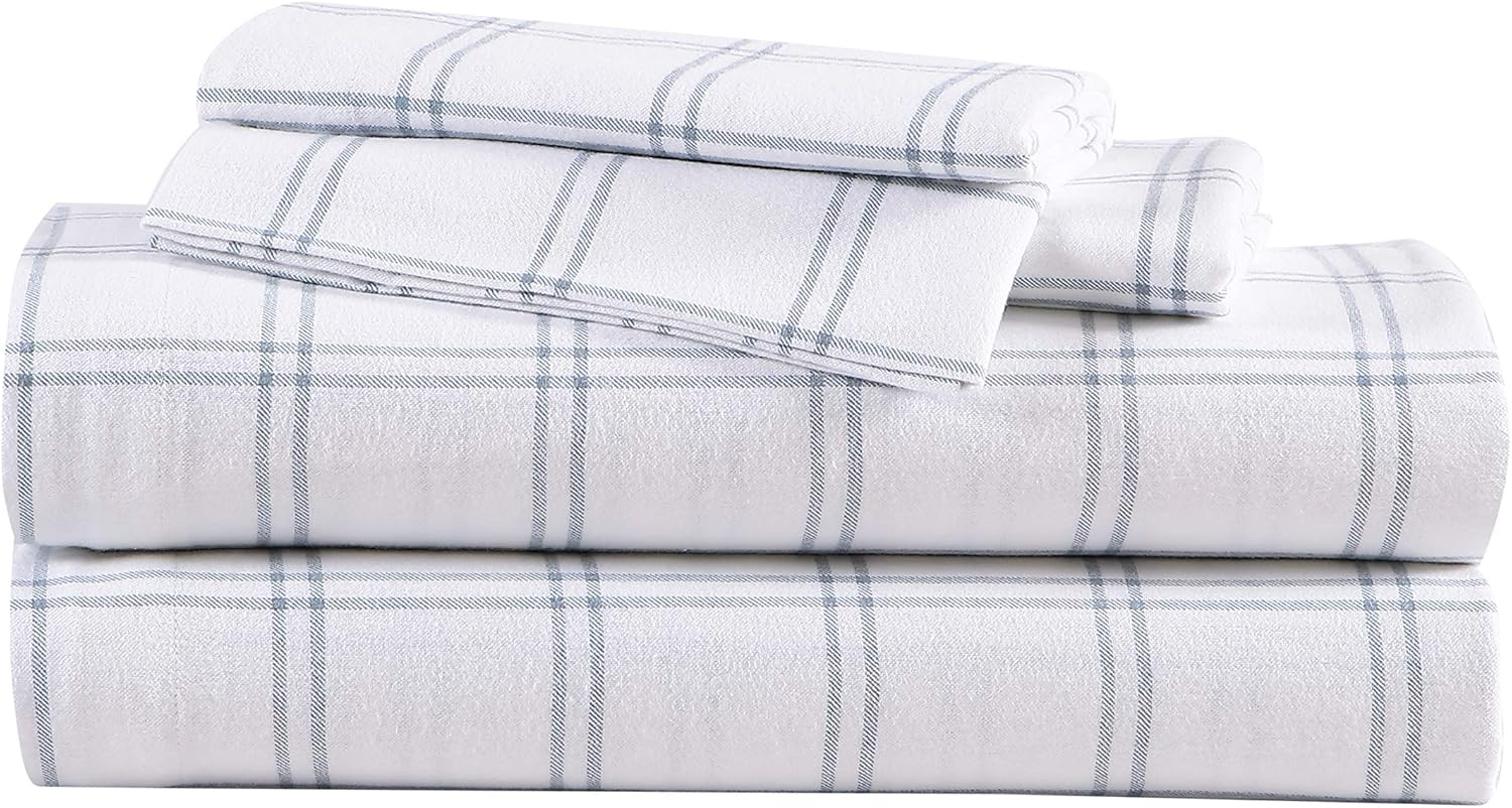 Eddie Bauer King Sheets Set - Cozy Cotton Flannel Bedding