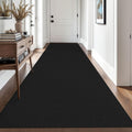 Woven Runner Rug 3x10 ft Black/Grey - Washable Non Slip Runner