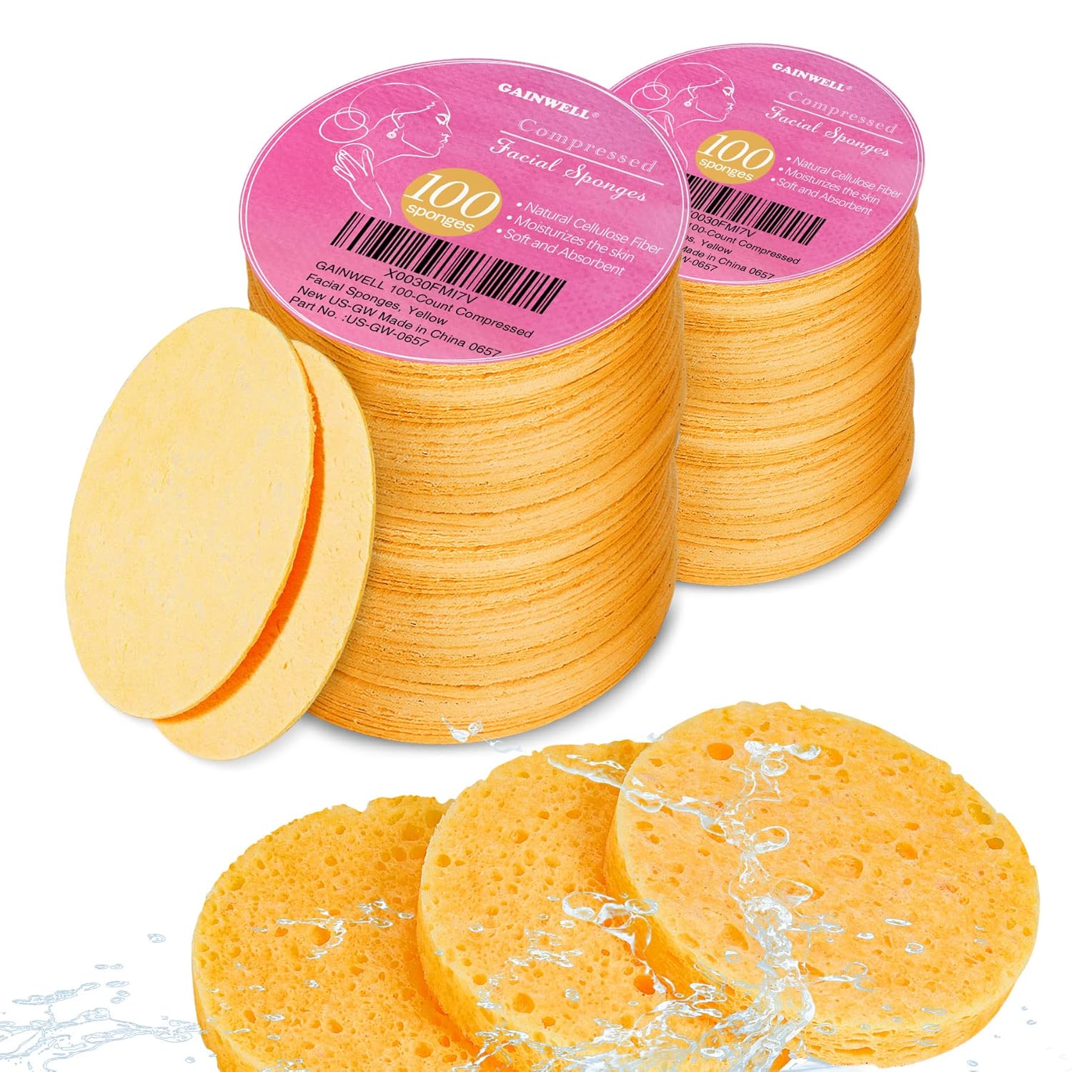 200PCS Compressed Facial Sponges for Gentle Cleansing and Spa Use