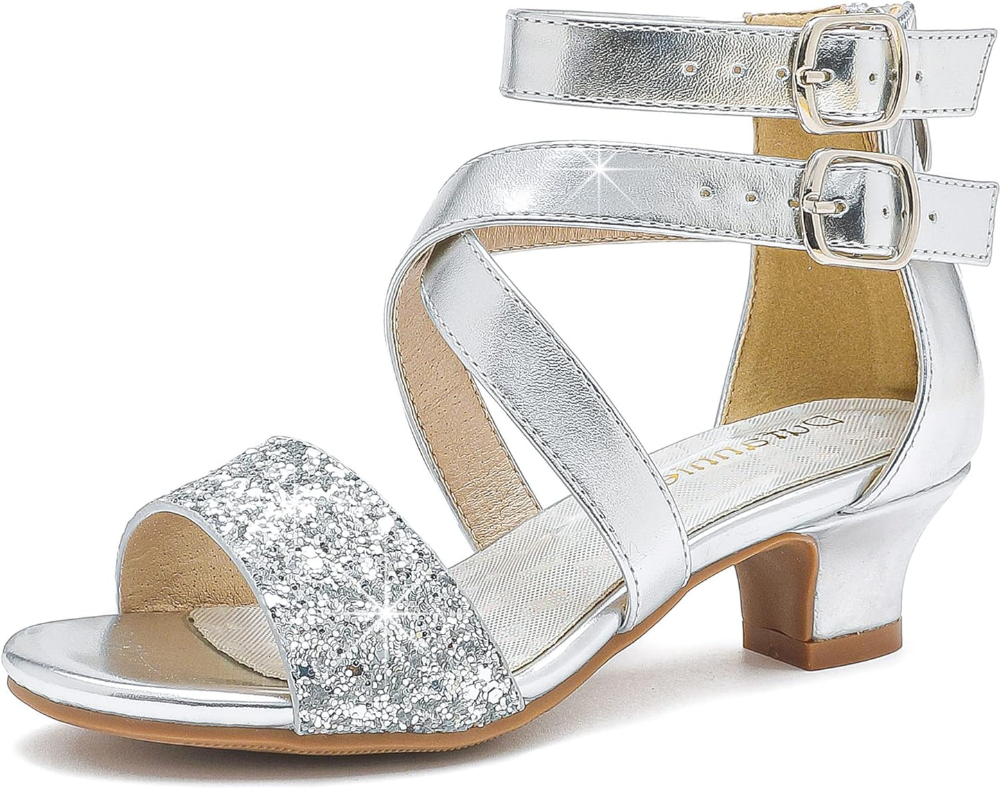 Dufannie Toddler High Heels Glitter Pump Sandals for Girls